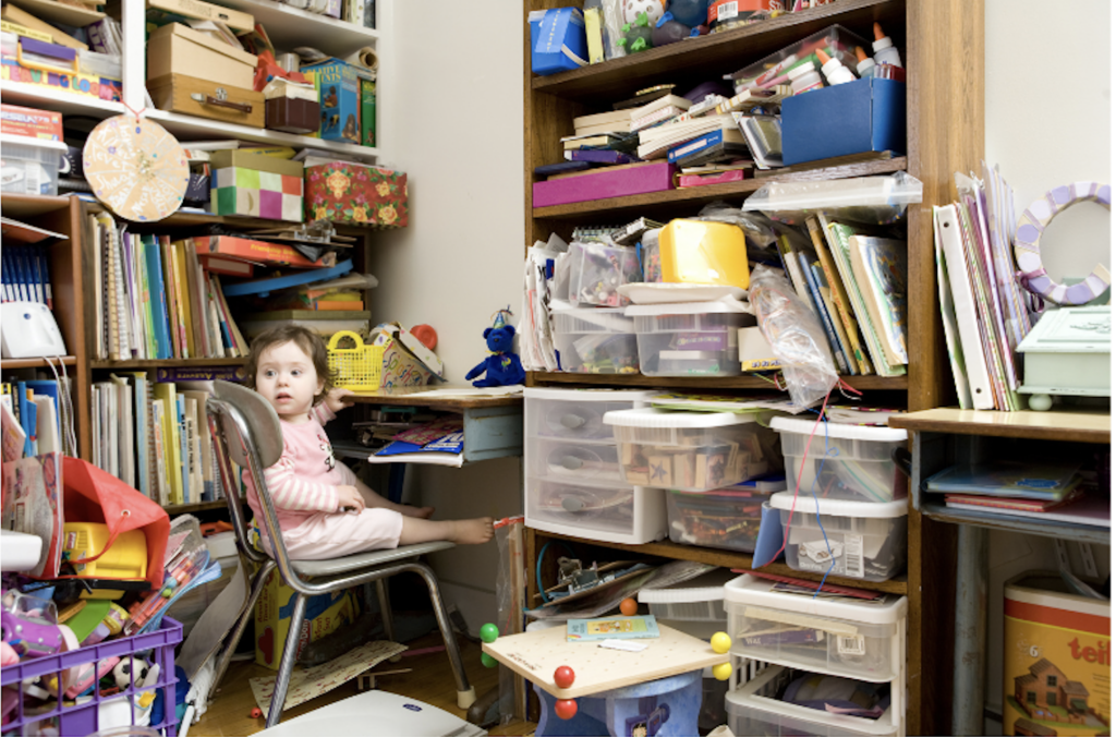 Cluttered Office with child